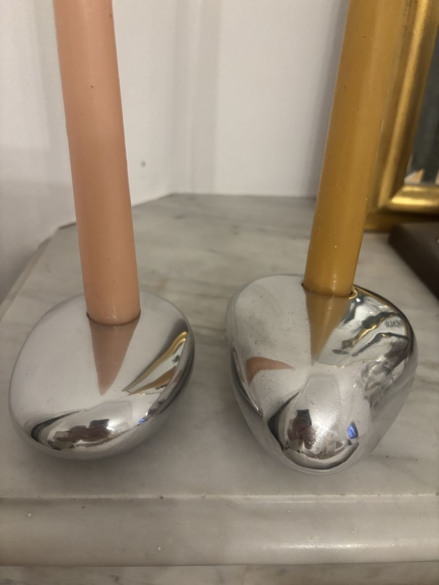 Portacandele: Michael Lax Design Grainware Metaal Post Modern Candlesks c. – Usato da Genève venduto da ati_tj8f