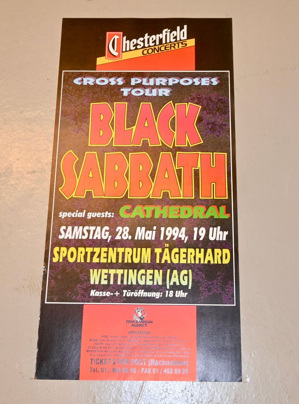 Dischi in vinile: Orginal BLACK SABBATH Konzert Poster 1994 Wettingen – Usato da Pfaffhausen venduto da mono_rec 2