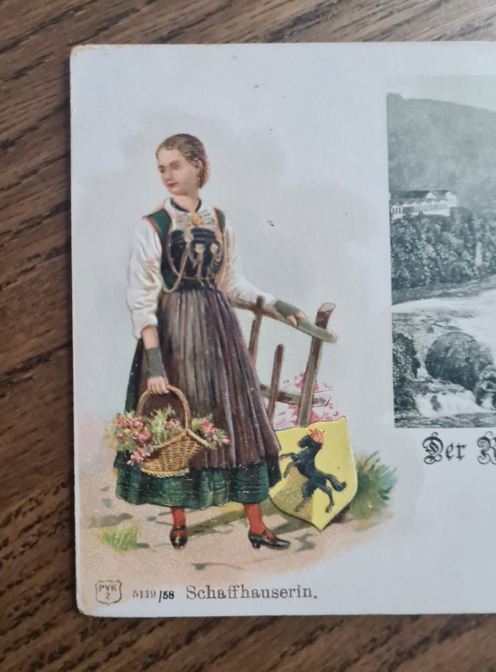 Cartoline postali: Prägekarte, Der Rheinfall mit Schaffhauserin – Usato da Ebikon venduto da Donar50 1