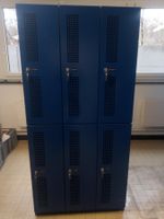 Garderobenschrank / Spind, Metall, blau, 6 Türen