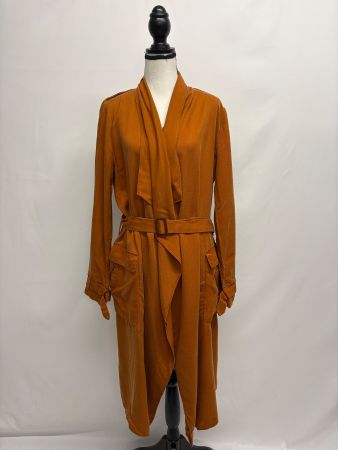 leichter Kurzmantel Trenchcoat S Lyocell braun rost