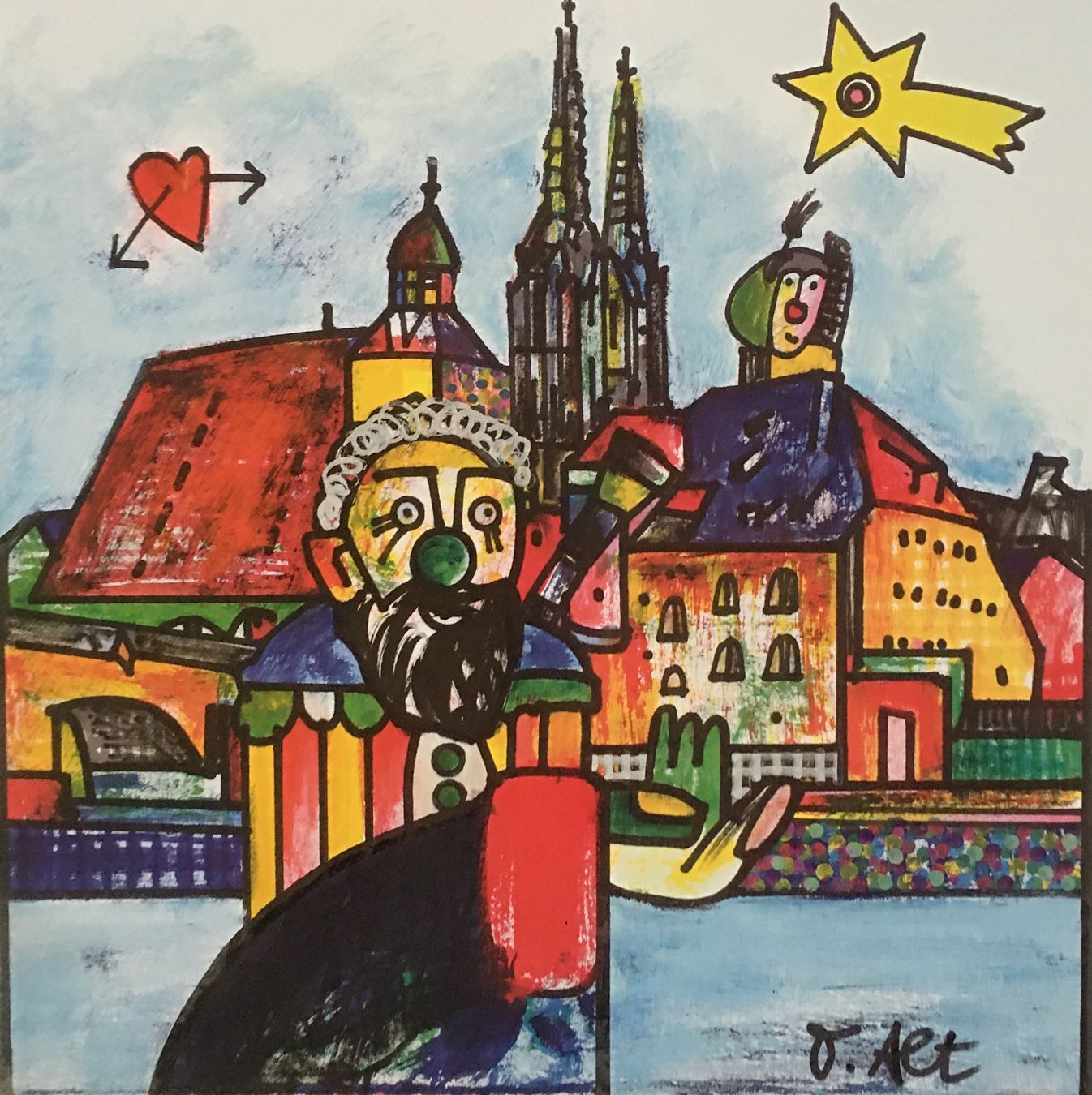 Grafica & Litografie: Otmar Alt   "Regensburg"    Farboffsetlithographie – Usato da Nennigkofen venduto da waltraub 1