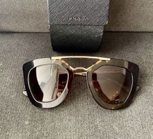 Prada Sonnenbrille Damen Cat-Eye Braun Gold Vintage Look