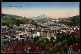 AK St. Gallen, Westquartier mit Bergpanorama aus der Vogelsc