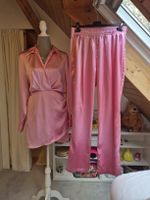 Zara Set Bluse und Hose Satin Optik Rosa Grösse L Neuwertig 