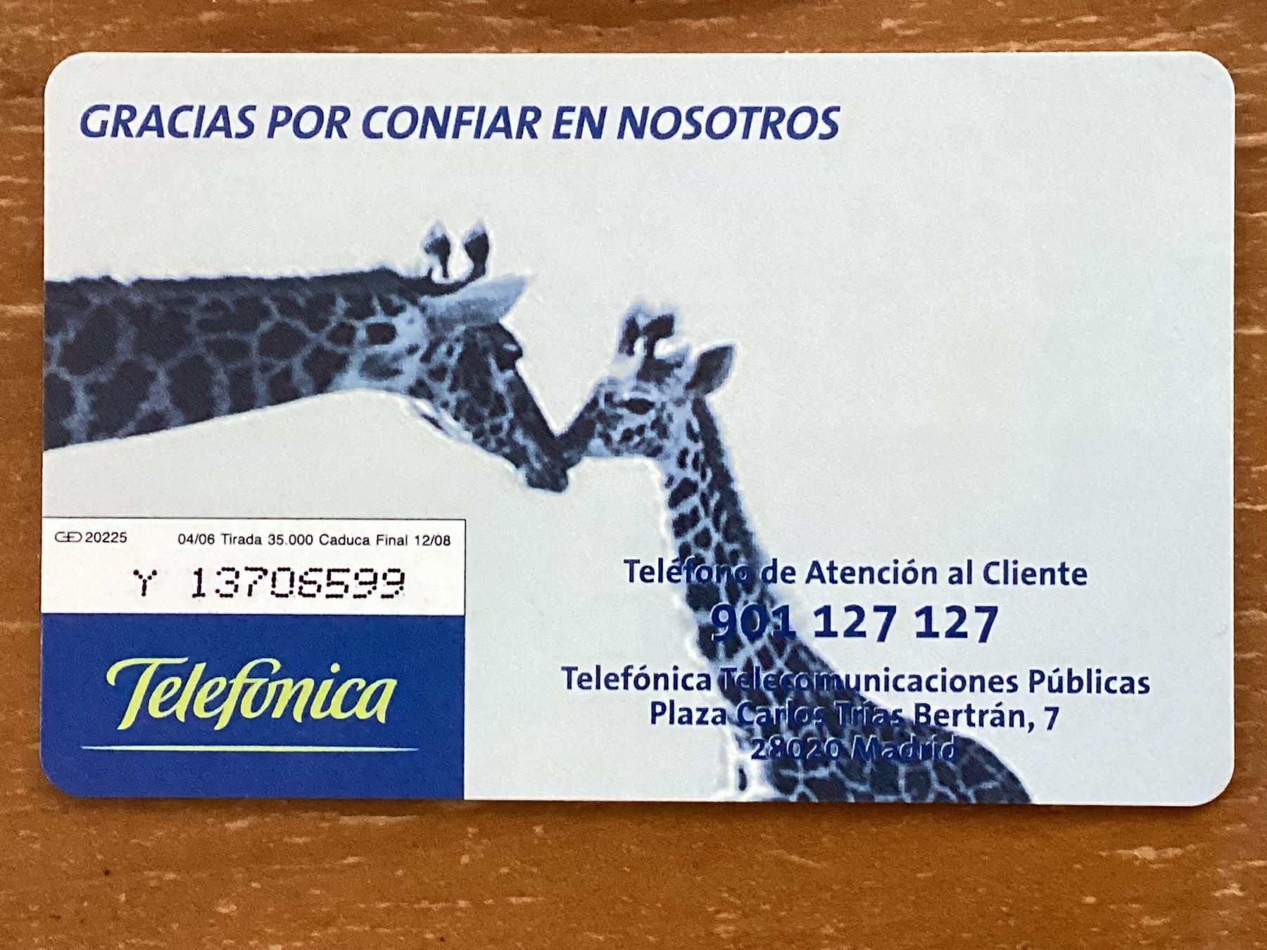 Schede telefoniche: Privat Telefonkarte Spanien. Giraffen – Usato da Zürich venduto da Tolima194 1