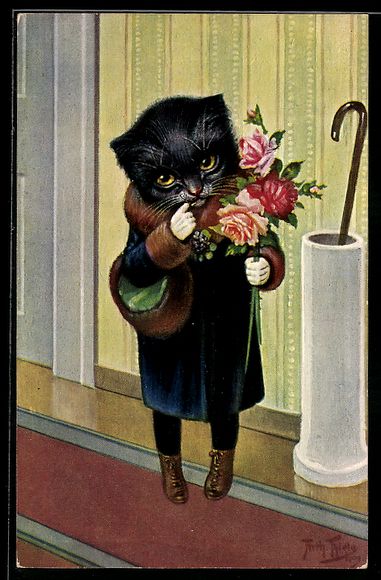 Cartoline postali: Arthur Thiele: Katzenmädchen im Pelzman – Usato da Berlin venduto da bartko-reher