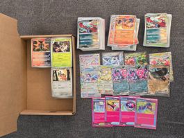 Pokemon Sammlung DE, ca. 1100g u.a. 140 Holo, 9 ex Karten