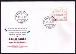 ATM 10_BASLER TAUBE__FDC 17.6.95 Basel__portogerecht !