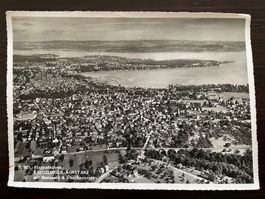 KREUZLINGEN - KONSTANZ mit Bodensee, Flugaufnahme, 1955