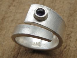 spezieller Ring Silber 999 Unikat Amethyst Gr. 55 (925)