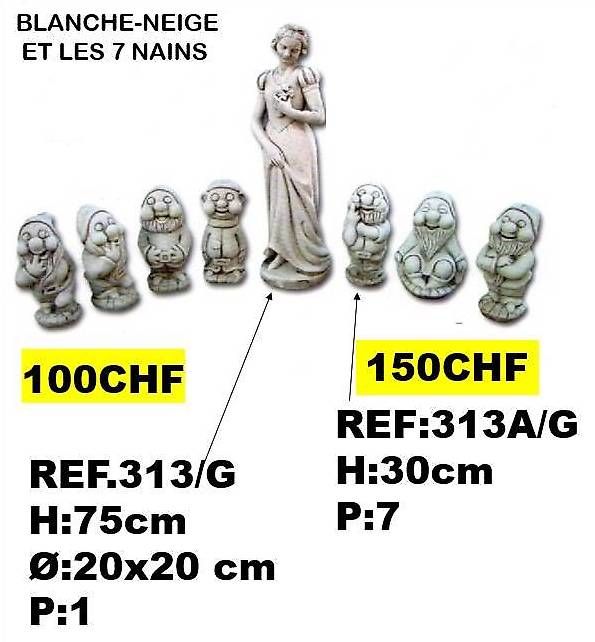 Skulpturen & Statuen: Statues BLANCHE-NEIGE ET LES 7 NAINS – Neu (gemäss Beschreibung) aus Avenches von tc-granit