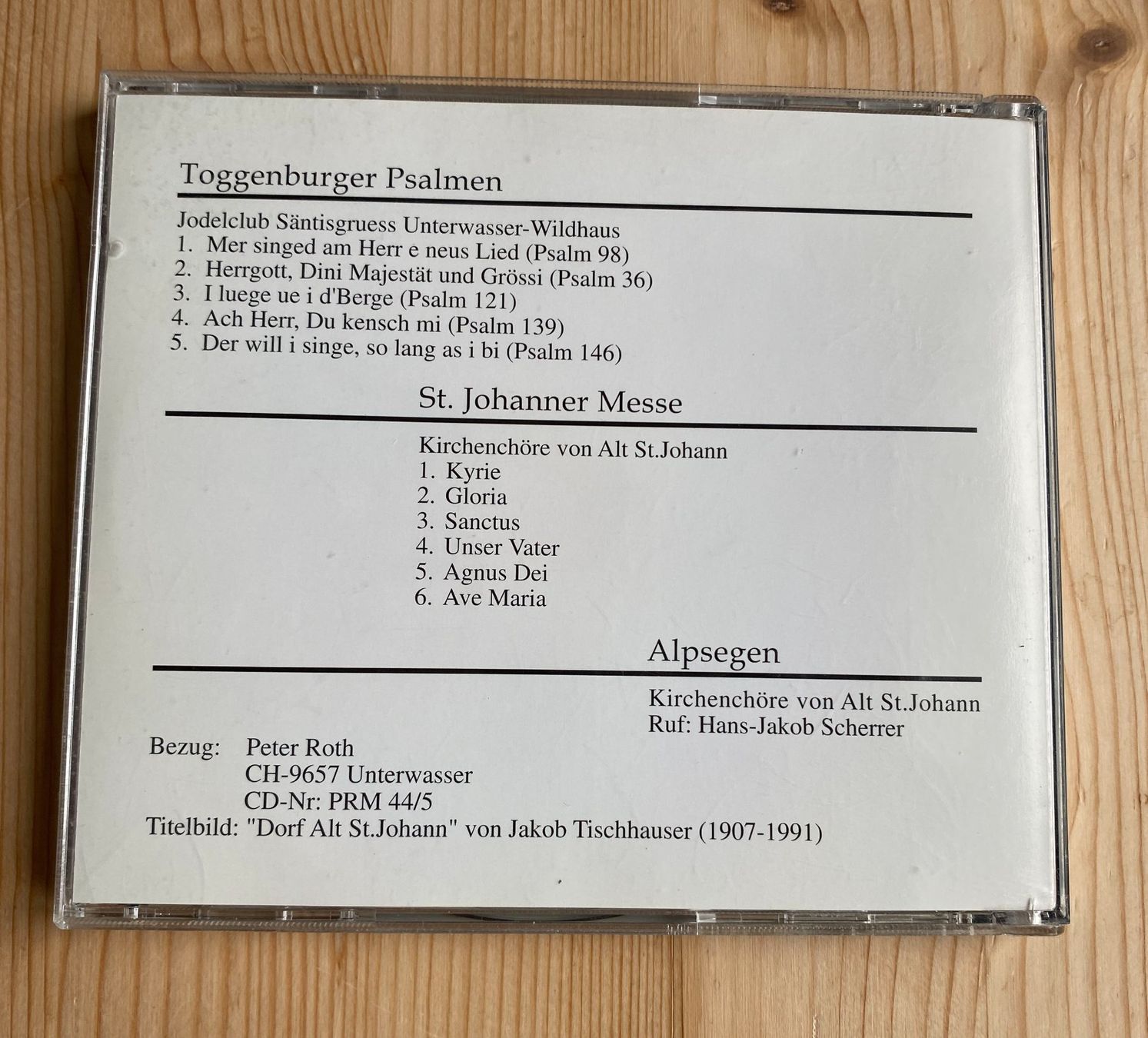 CD: Peter Roth: Psalmen Messe Alpsegen – Usato da Weinfelden venduto da Cheyenne21 1