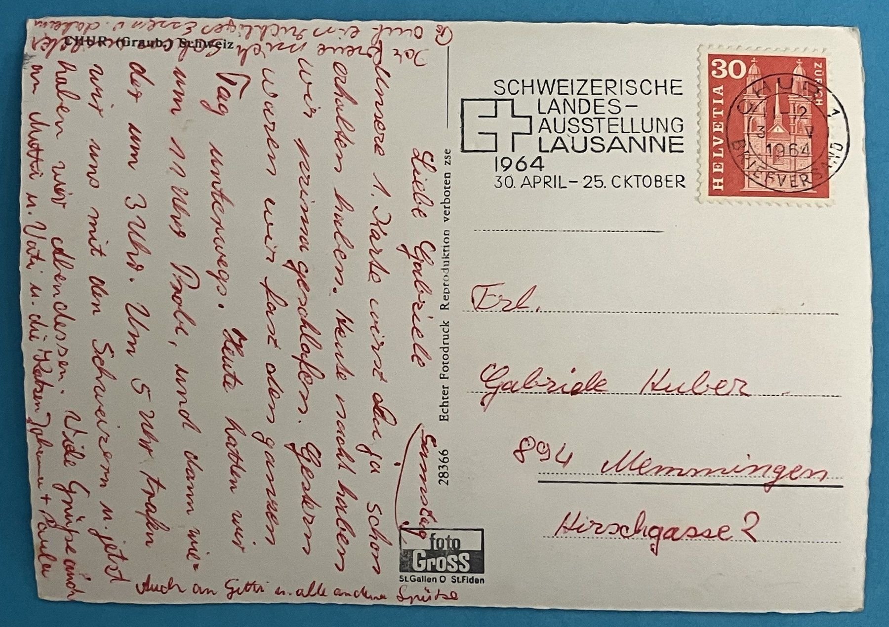 Cartoline postali: CHUR – Usato da Oberwil BL venduto da SALOB 1
