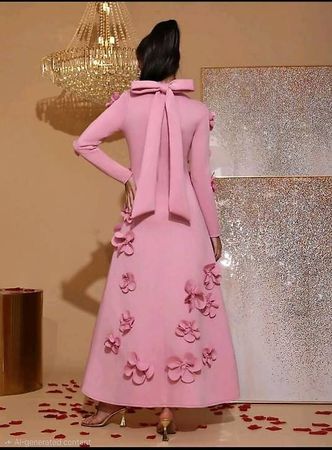Robe de soirée rose avec fleurs