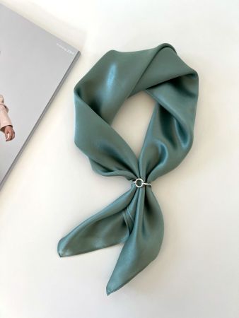 New 53cm Silk Scarf Sea Green Plain Color Bandana Blue Green
