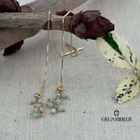 Kettenohrringe mit Amazonite gelbvergoldet Silber 925