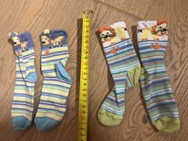 2 Paar Kindersocken gestreift Gr. 23-26 Giraffe Löwe