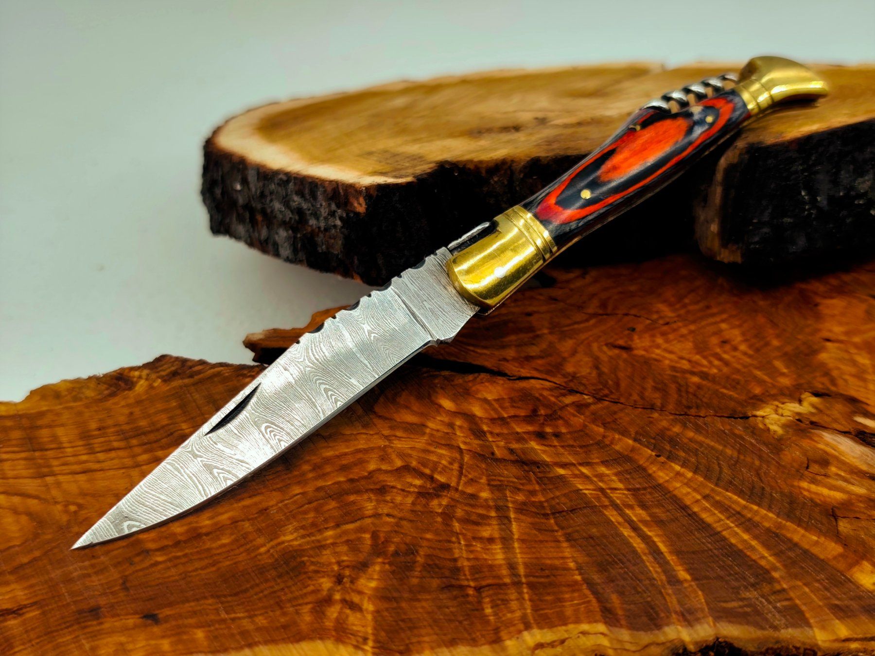 Accessori: Laguiole Damast Messer Klappmesser echtes Damastmesser – Nuovo e nell'imballaggio originale da Arlesheim venduto da Premius_1 1