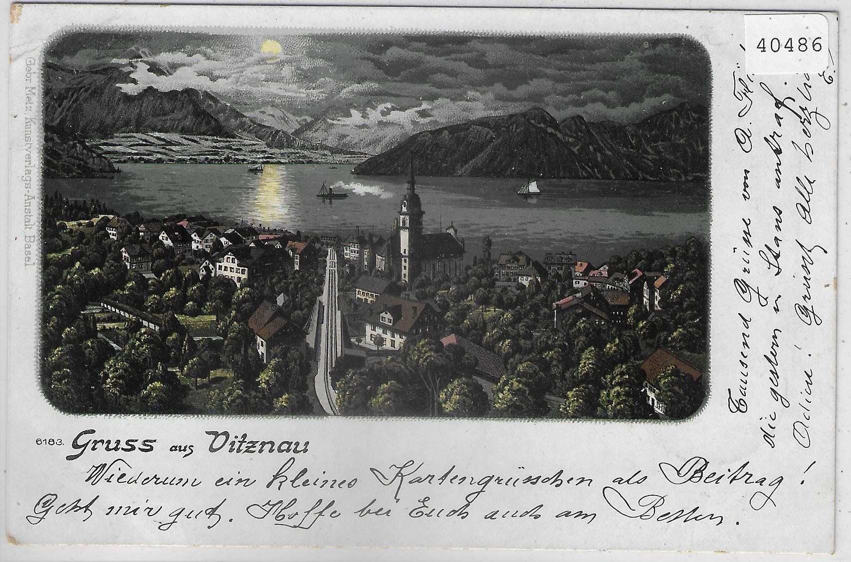 Cartoline postali: Gruss aus Vitznau - Mondschein-Litho – Usato da Ettingen venduto da Kartenplanet