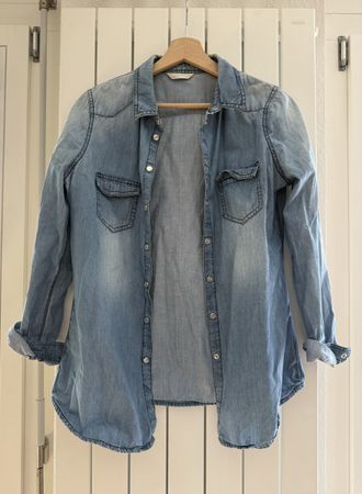 Jeanshemd Bluse von Promod Perlmuttknöpfe
