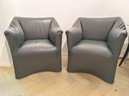 2 orig. Cassina Mario Bellini Ledersessel Vintage Raucher
