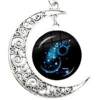 🌙 Mystischer Wassermann im Halbmond Anhänger inkl. Kette 💫