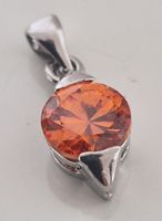 Anhänger 925 Silber mit orangefarbenem facettiertem Stein