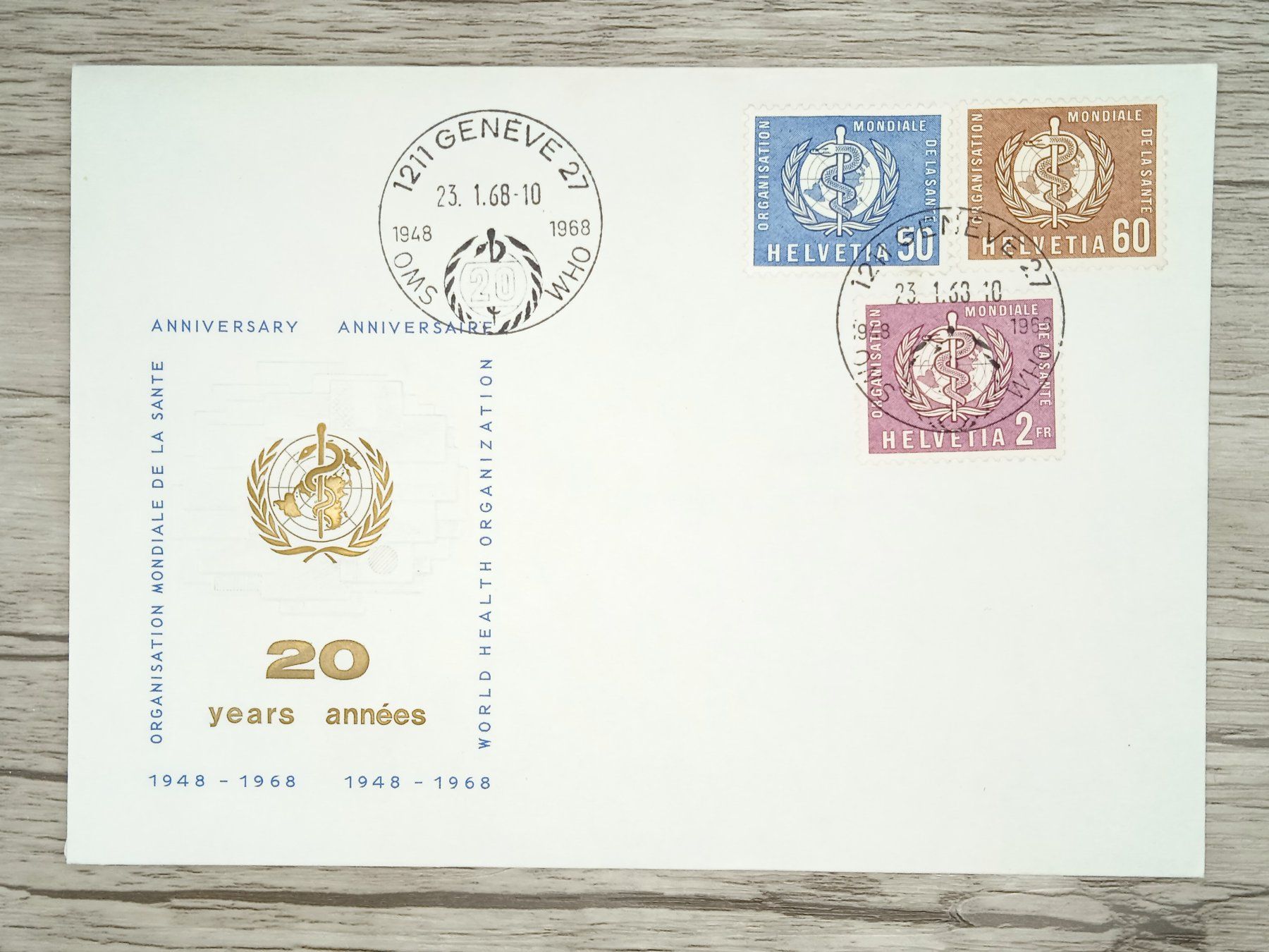 Tutti i francobolli: TR100 Enveloppe Suisse + Timbre 1968 – Usato da Cousset venduto da Patrick_Collections