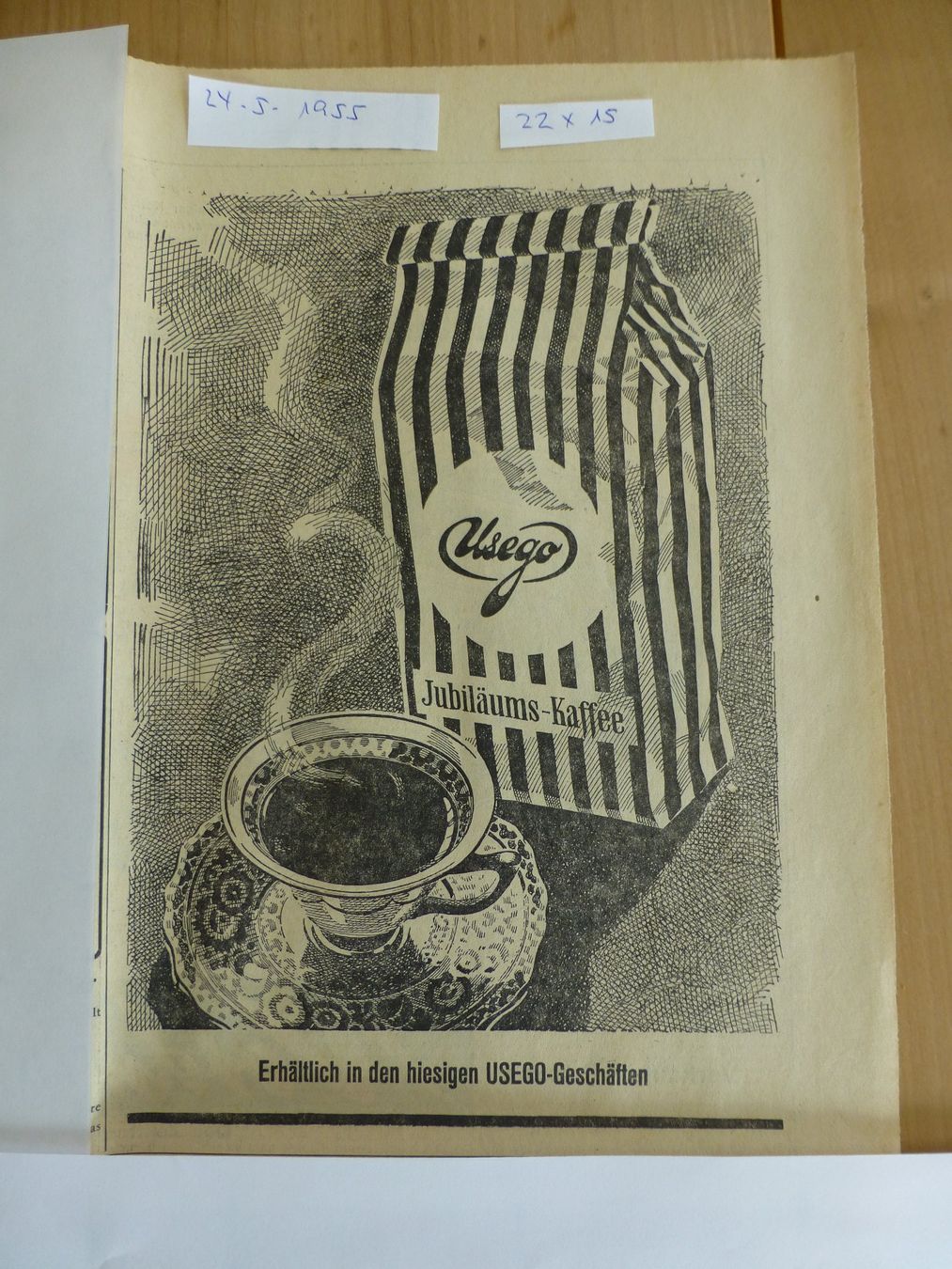 Foto & Immagini: Usego, Kaffee Zeitungsinserat Werbung 1955 – Usato da Bettlach venduto da 1saurer