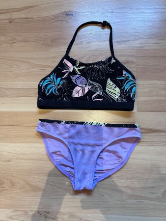 Bikini Set Grösse 152 violett/schwarz mit Struktur