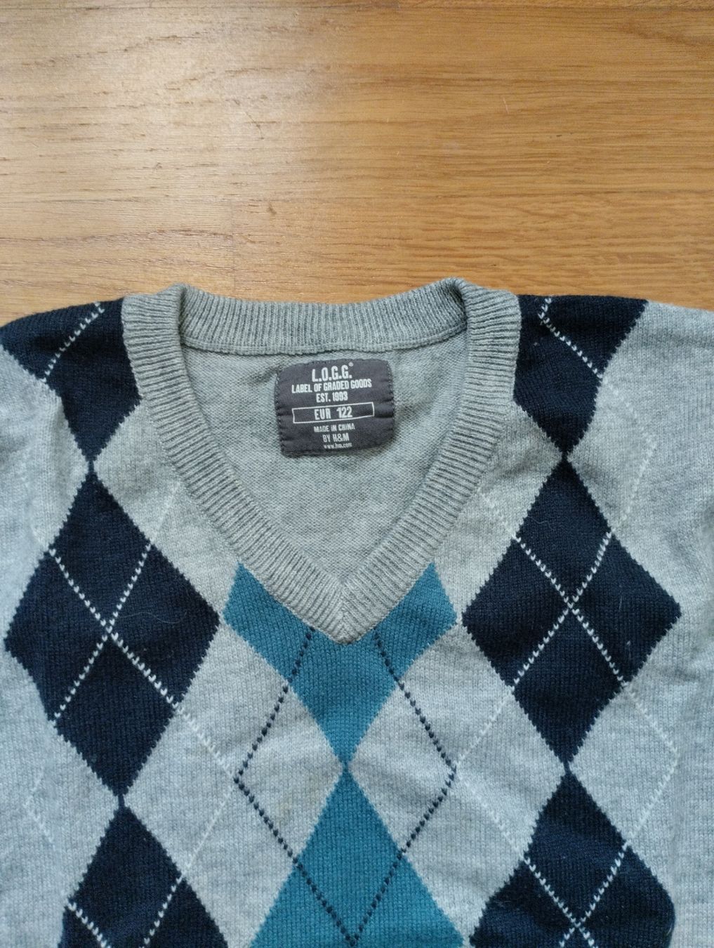 H&M Pullover & Sweatshirts: L.O.G.G. Pullover Argyle Pattern Grey Blue Size 122 – Gebraucht aus Zürich von Vansa 1