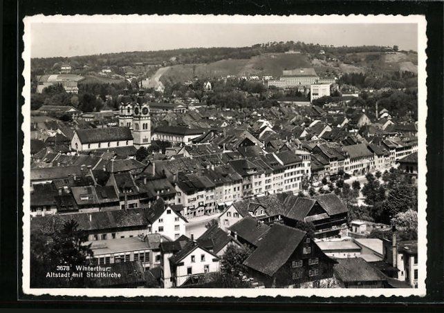 Cartoline postali: Winterthur, Altstadt mit Stadtkirche aus – Usato da Berlin venduto da bartko-reher