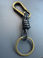 Keychain with leather cord and metal clasp new