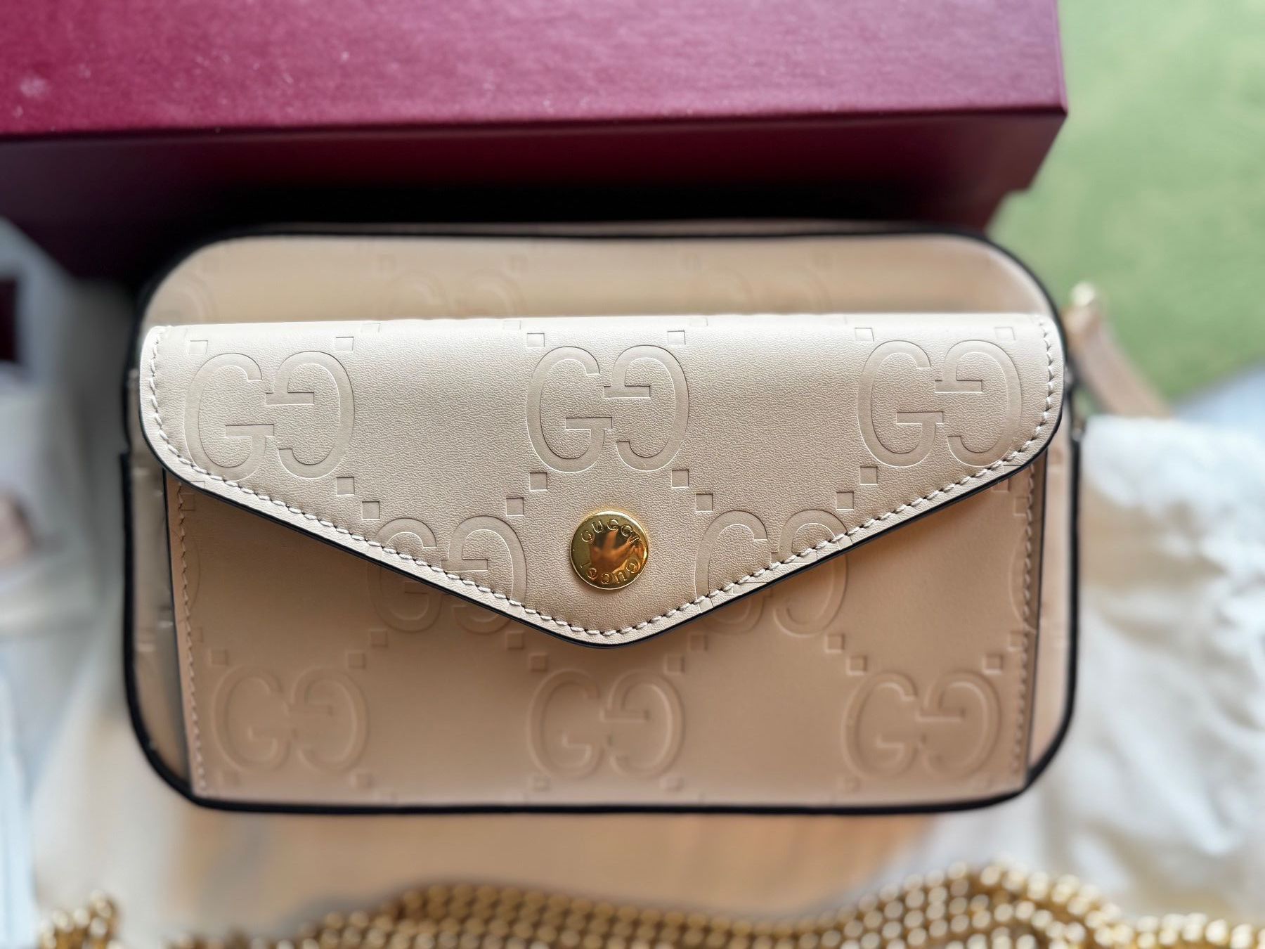 Gucci Borse da donna: Gucci GG Gilbert Monogram Tasche - Beige Leder Neu – Nuovo e nell'imballaggio originale da Grossdietwil venduto da RSW032 1