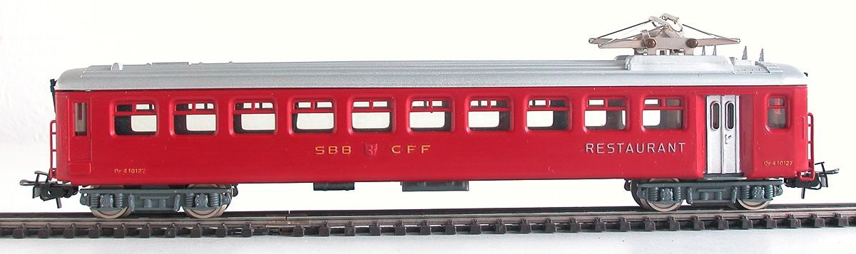 Hag Modellini di ferrovie: Hag Speisewagen Dr4 der SBB Spur H0 – Usato da Oberwil BL venduto da Klang 1