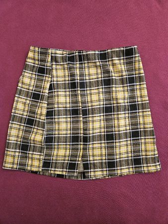 H&M Yellow Plaid Mini Skirt - Size S