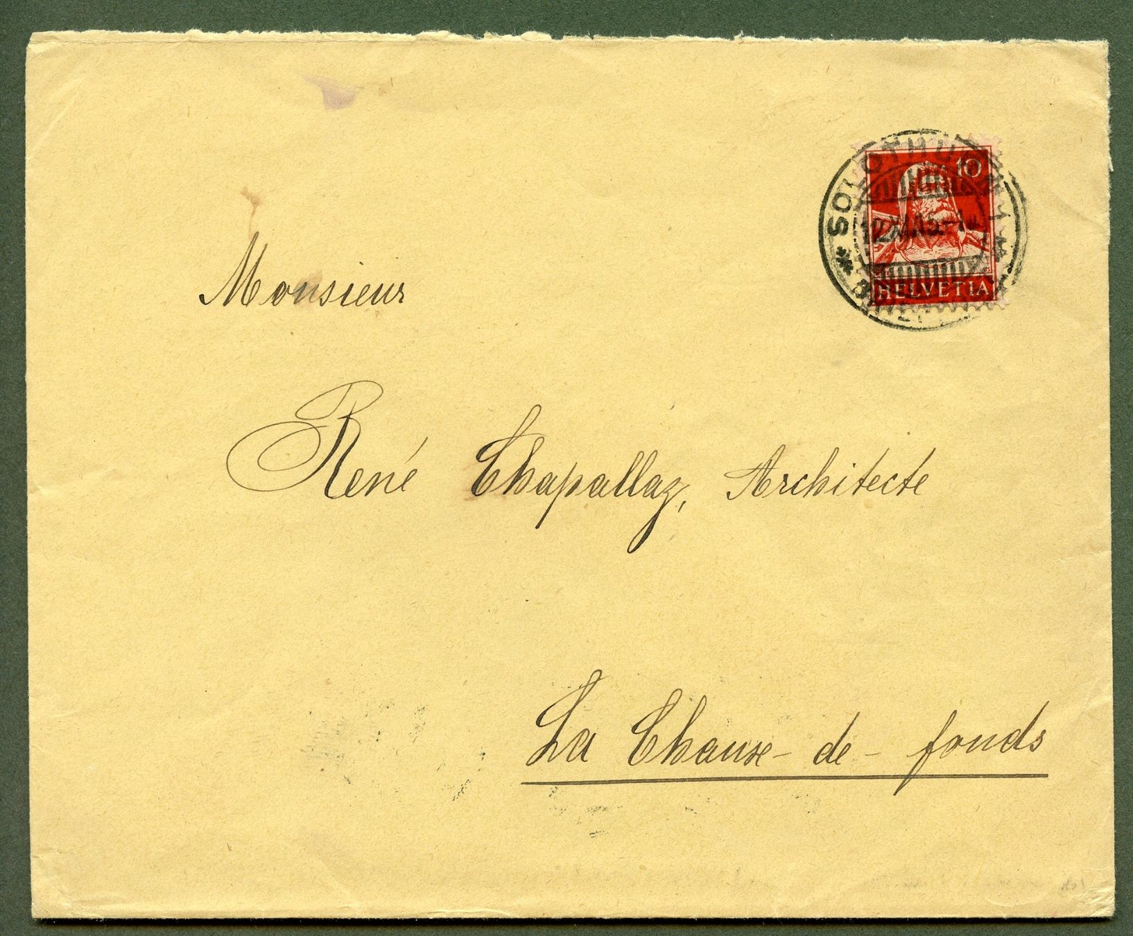 Tous les timbres: 1 illustrierter Brief "Bregger & Cie. Alt-Solothurn" 1915 – D'occasion à Steffisburg par Charlamov 1