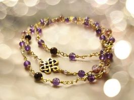 Armkettchen Bronze, Auralit-Amethyst-Ametrin. 18cm Umfang