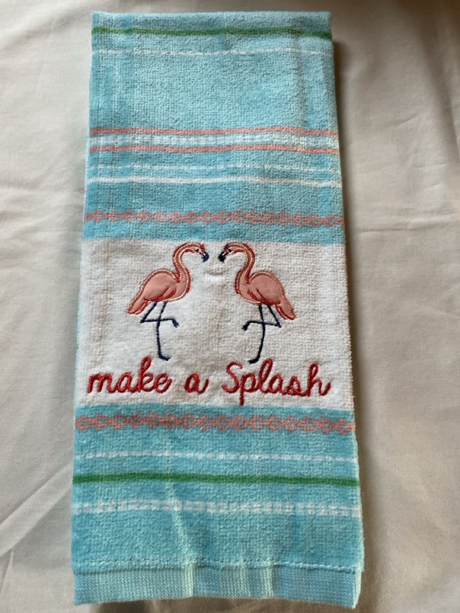 Strofinacci: Flamingo Embroidered Kitchen summer Towel - Make a Splash – Nuovo e nell'imballaggio originale da Buttikon SZ venduto da Maxwelltime