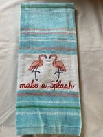 Flamingo Embroidered Kitchen summer Towel - Make a Splash
