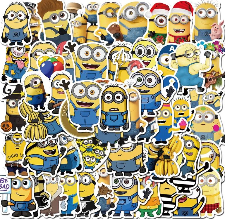 100 Stk. Sticker Aufkleber - Cartoon Lustige Minions 