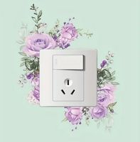 LICHTSCHALTER-/WAND DEKO AUFKLEBER *LILA BLUMENMUSTER* NEU