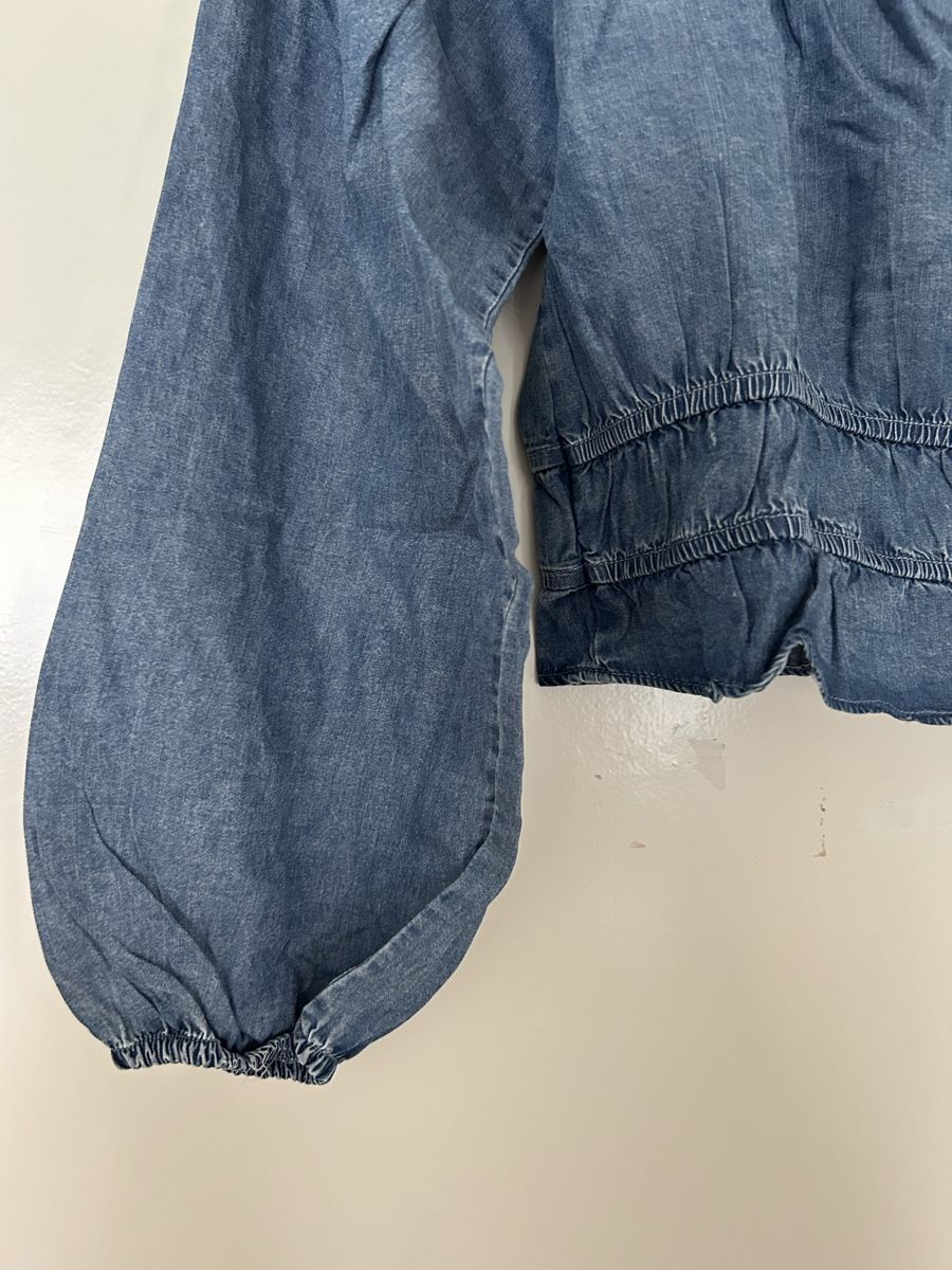 Camicette: Schulterfreie Bluse in Jeansoptik – Usato da Luzern venduto da leo_dp2d 3