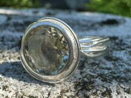 Prasiolith Ring Silber hellgrün  Unikat 54