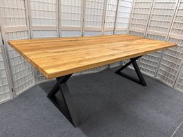 Tisch DEBORAH Wildeiche massiv 220 x 100 cm X Füsse schwarz