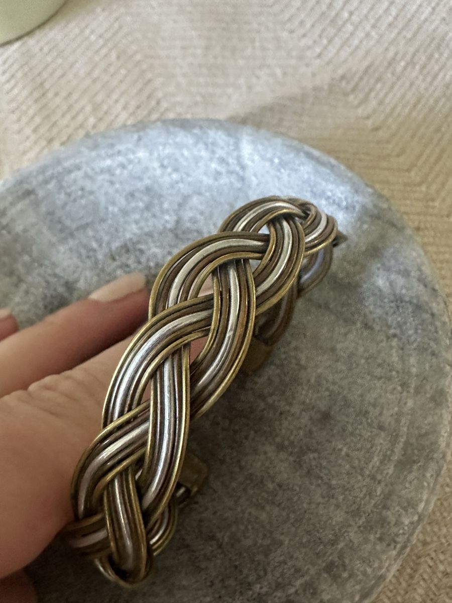Bracciali & Braccialetti: Silver & Bronze Braided Bracelet - Elegant Spring Style! – Usato da Zürich venduto da car_68nt