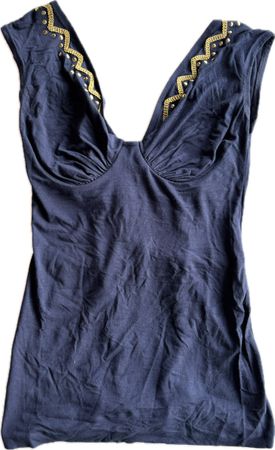 Top bleu foncé détails dorés T46 IT