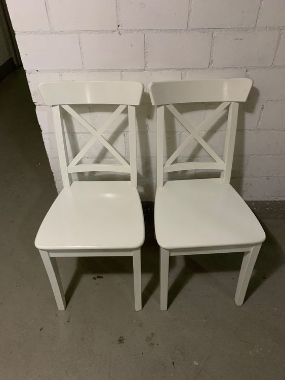 2 weisse Holzstühle IKEA Kaufen auf Ricardo