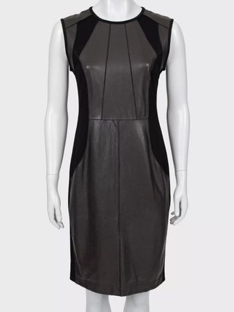 MARC CAIN vegan LEDER Etui-Kleid Stretch Dress Gr.N2/336